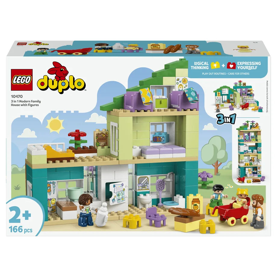 LEGO DUPLO Town 3 in 1 Modern Family House with Figures 10470 Building Toy Set (166 Pieces)