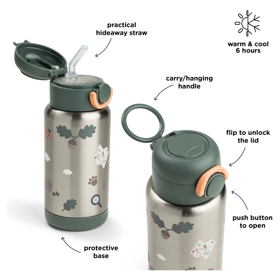 Done By Deer Insulated Straw Bottle Tiny Trails (Green )