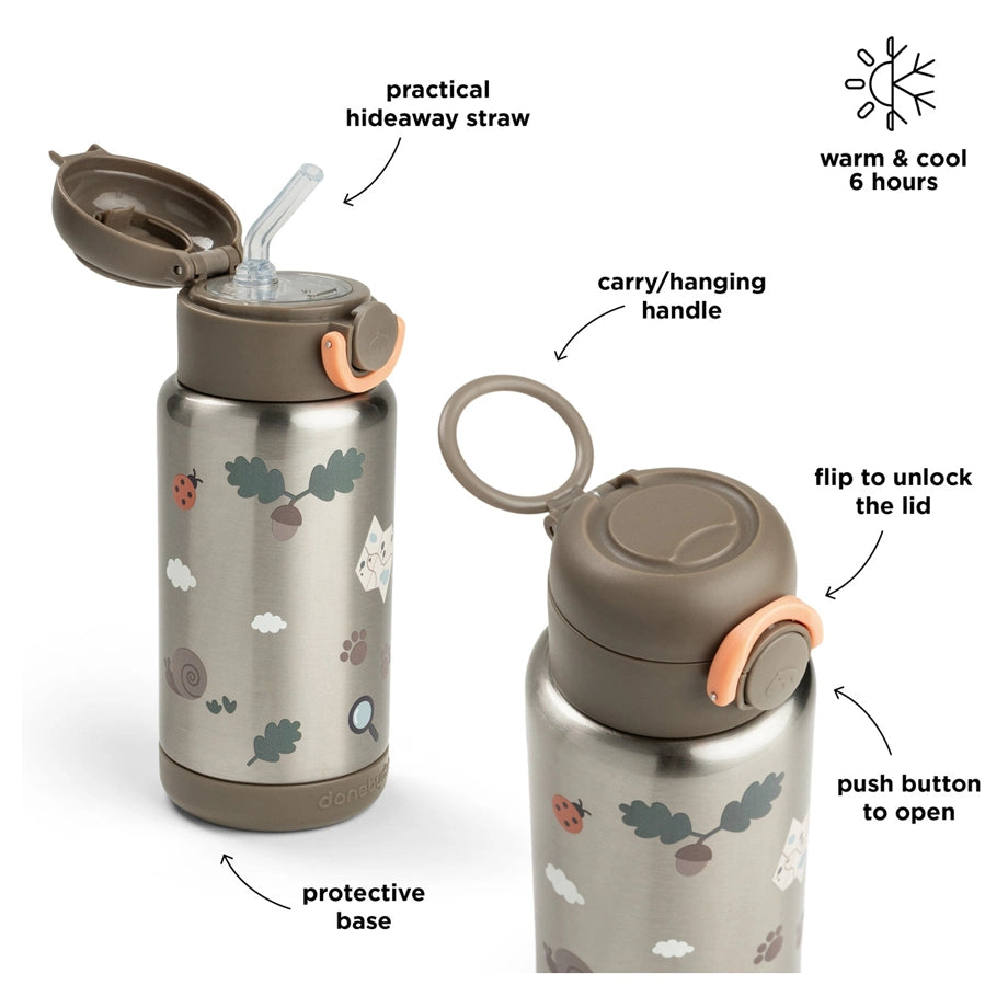Done By Deer Insulated Straw Bottle Tiny Trails (Green, 340 ml)
