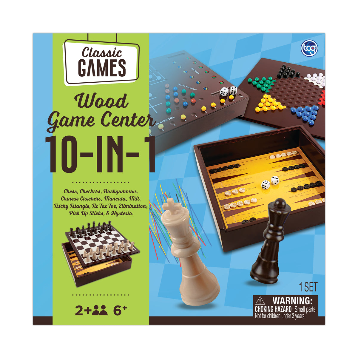 Classic Games 10-in-1 Solid Wood Game Center
