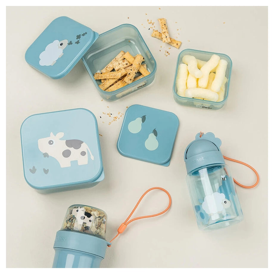 Done By Deer Snack Box Set 3 Pcs Tiny Farm Blue (Blue)