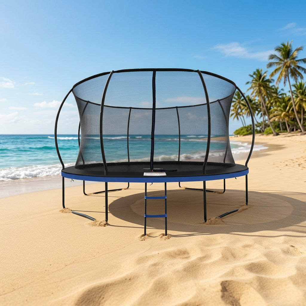 Mountpeak Pumpkin Trampoline with Outside Safety Net (Blue)