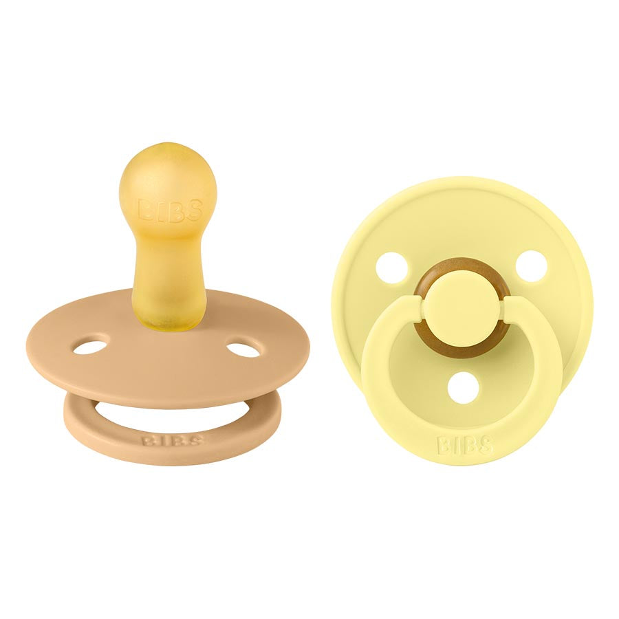 Bibs S2 Colour Latex Pacifier - Pack of 2 (Desert Sand/Sunshine)