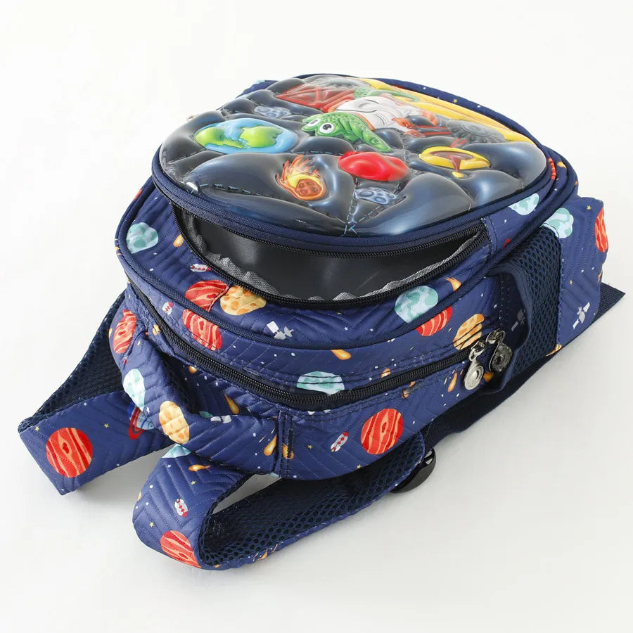 Fab N Funky Space and Dino Printed Backpack 12”(Blue)