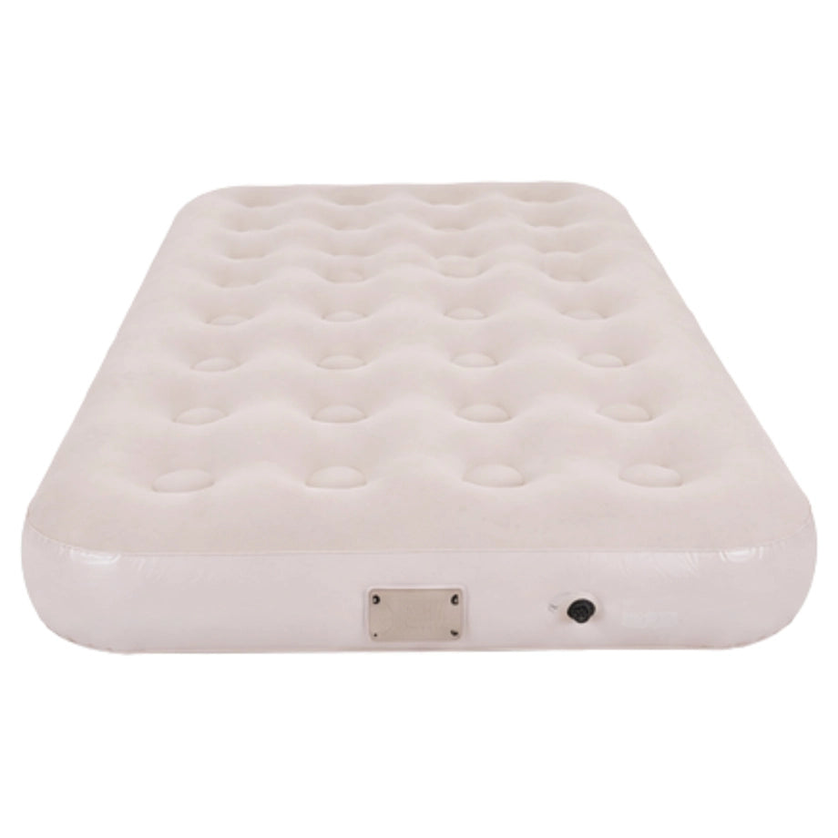 Jilong Twin Sand Whisper CloudCoil Flocked Air Mattress with ZenCharge Pump