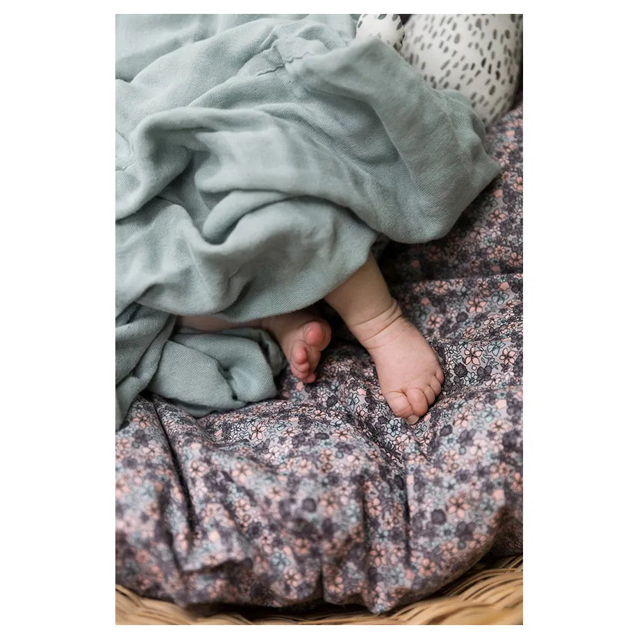 Elodie Bamboo Muslin Blanket (Mineral Green)