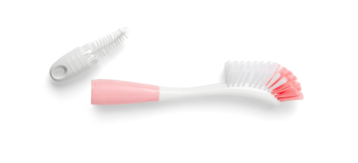 Nuvita 2 In 1 Baby Bottle Brush And Clamp (Pink)