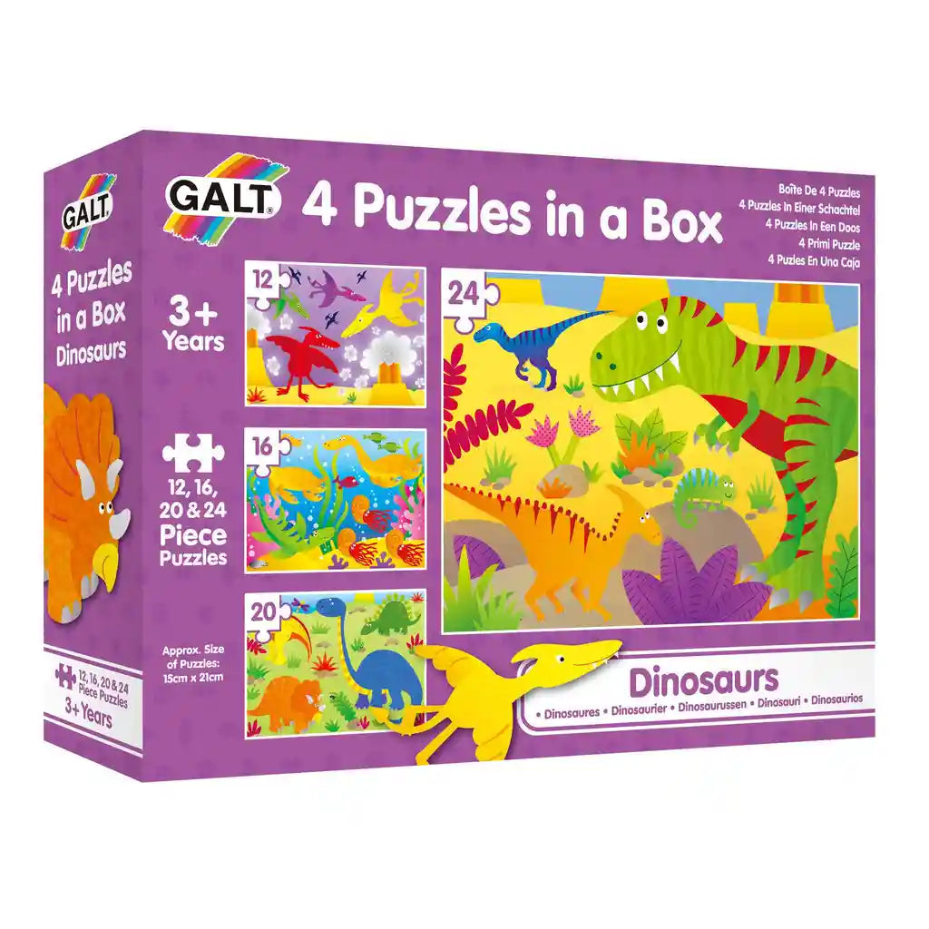 Galt 4 Puzzles In A Box Dinosaurs