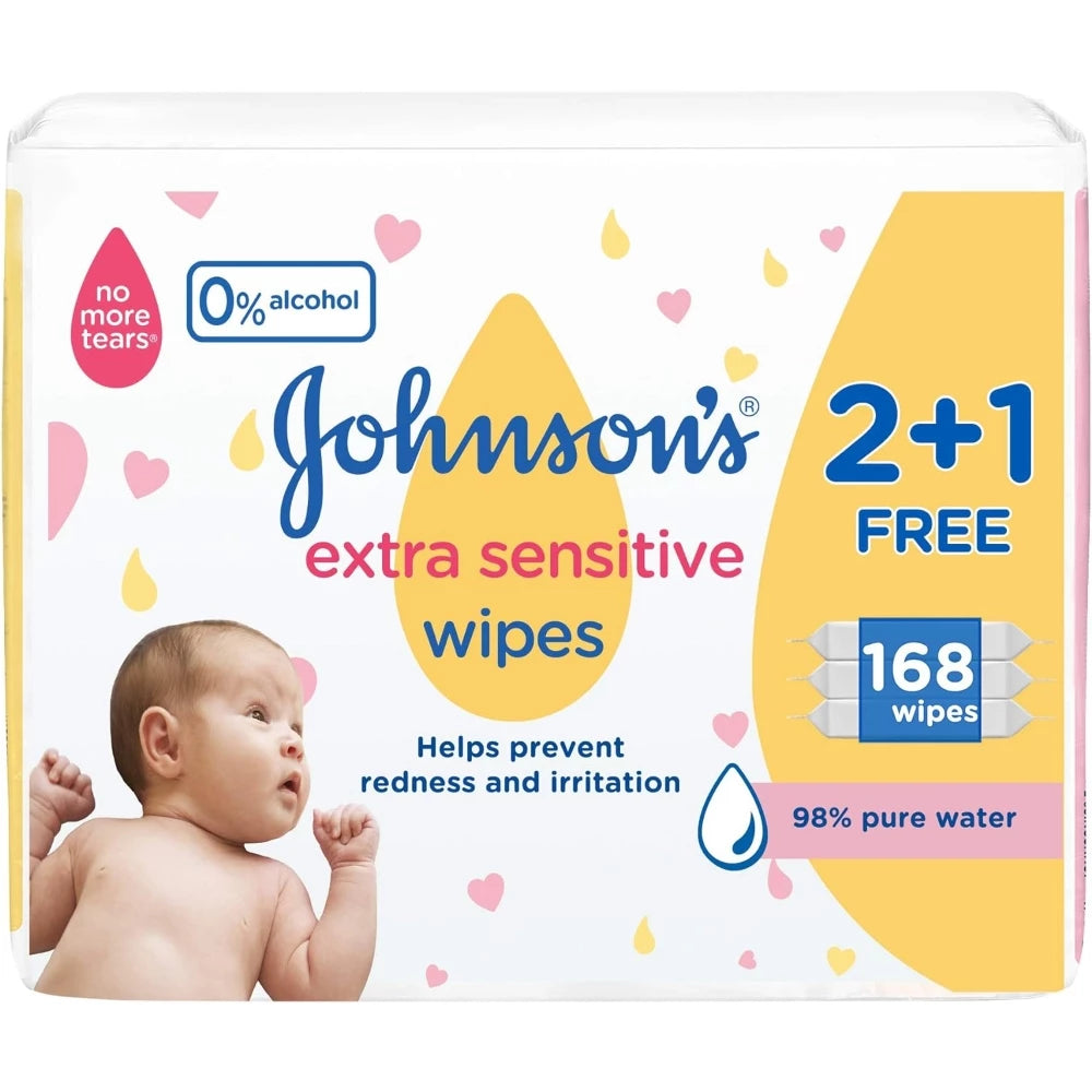 Johnsons Extra Sensitive Wipes 56'S - 2+1 Free