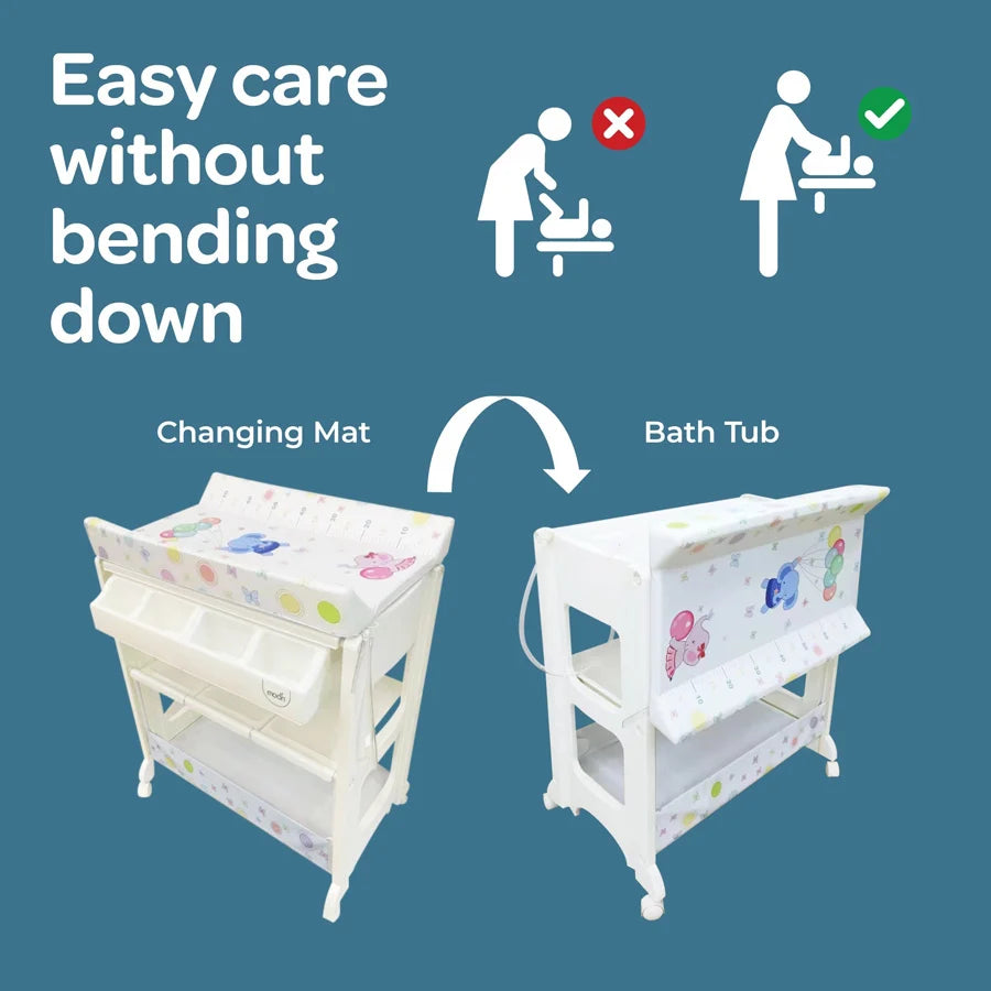 Moon Changing Table - Baby Elephants with Balloons (82 x 52 x 102 cm)