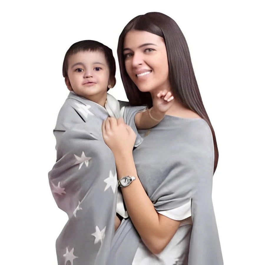 Pluchi Baby Blanket and Poncho Sets (Grey Twinkle Stars)