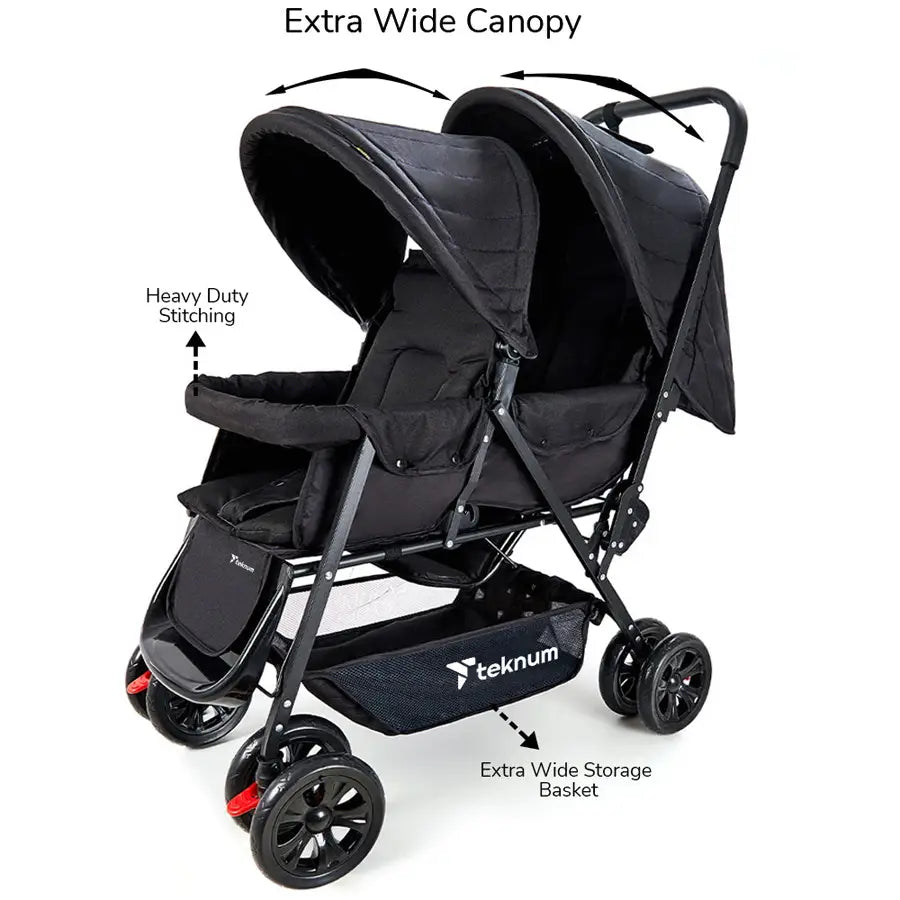 Teknum Double Baby Stroller (Black)