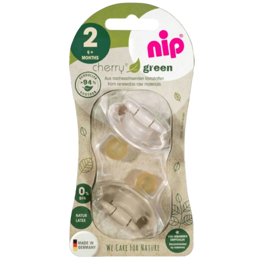 Nip Cherry Round Latex Eco-Friendly Soother (Brown/Beige) 6m+