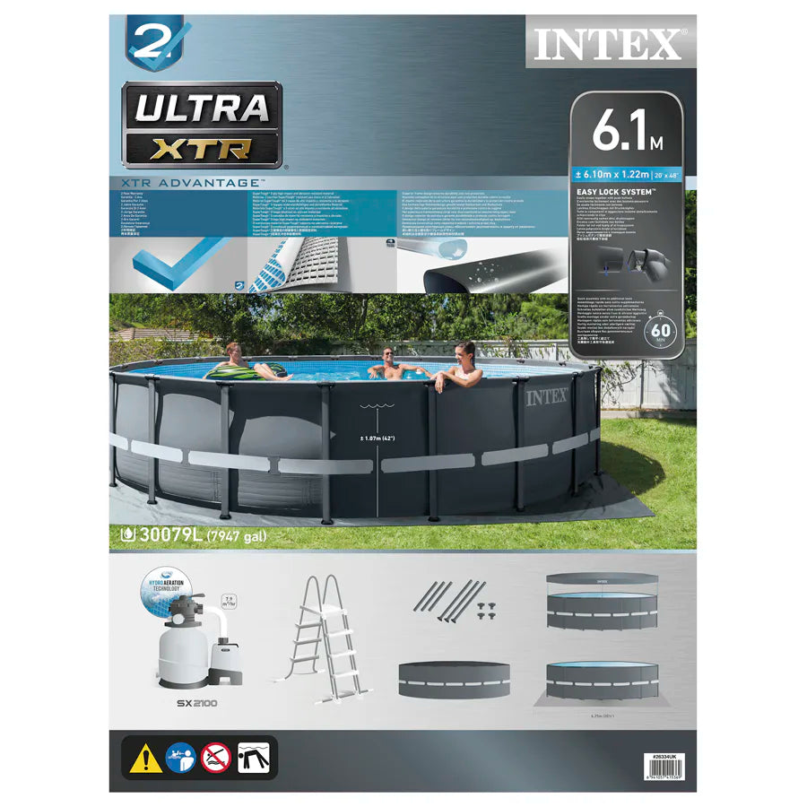 Intex Ultra XTR Frame Pool Set (W/220-240v Sand Filter Pump, Safety Ladder, Ground Cloth, Cover)