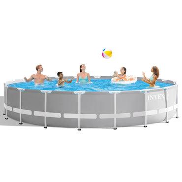 Intex Prism Frame Premium 6.1m Pool Set (W/220-240v Filter Pump, Safety Ladder, Ground Cloth, Cover)