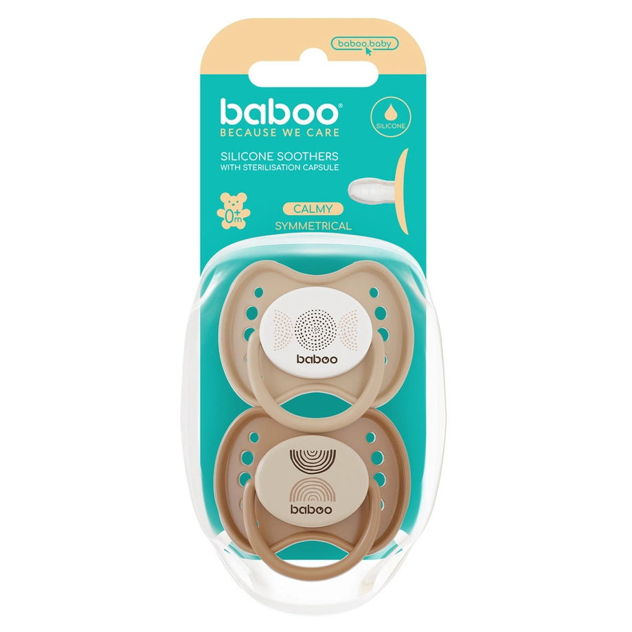 Baboo Silicone Symmetrical Baby Pacifier with Sterilizer Box Au Naturale (2 pcs)