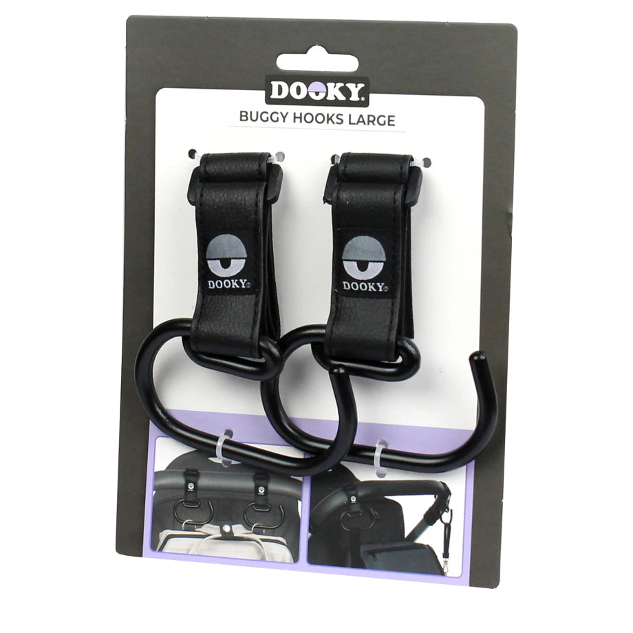 Dooky Buggy Hook Large 2pcs (Black)
