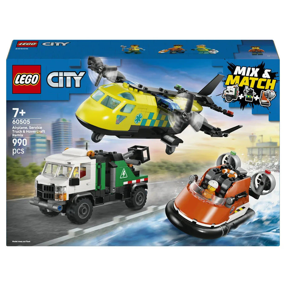 LEGO City Airplane, Service Truck & Hovercraft Remix 60505 Building Toy Set (990 Pieces)