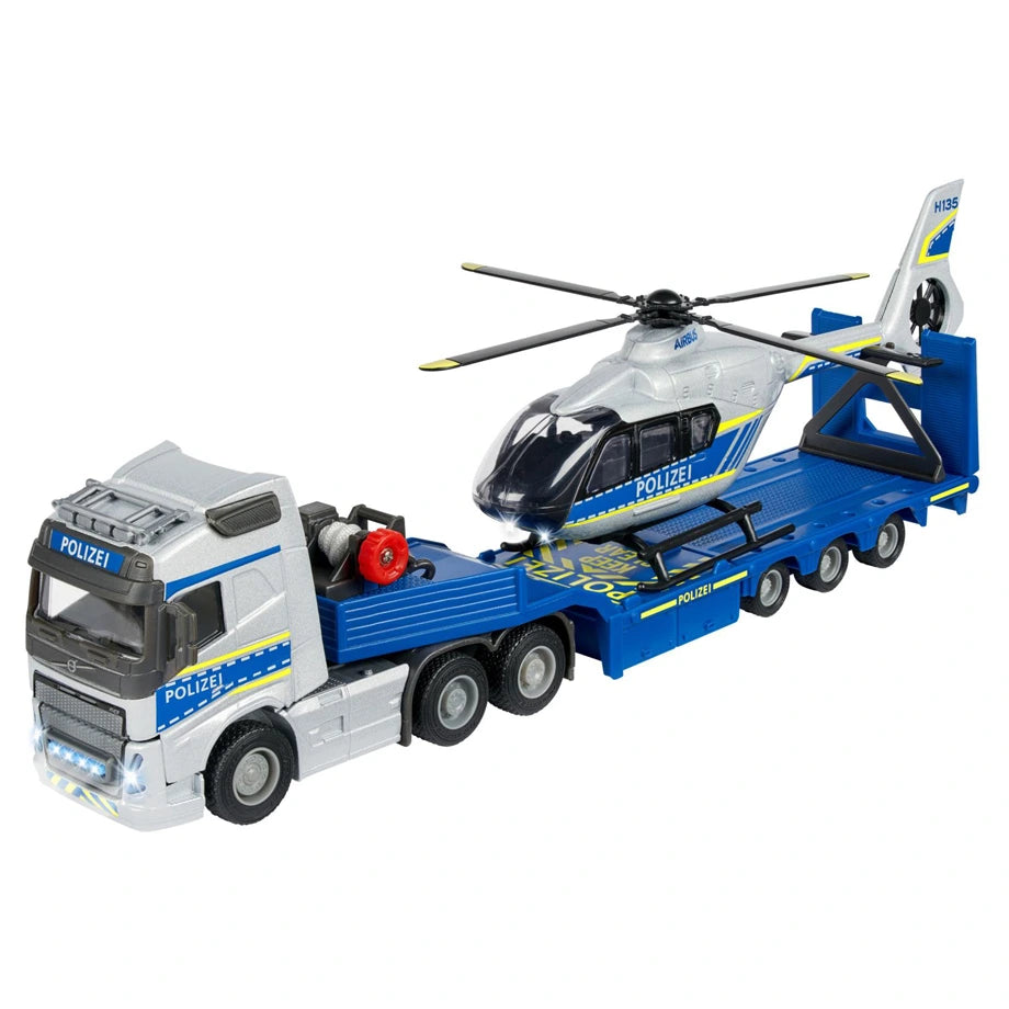 Majorette Grand Series Metal Volvo FH16 Truck And Airbus H135 Police Helicopter Die-Cast Vehicles Set (35 cm, Blue/Grey)