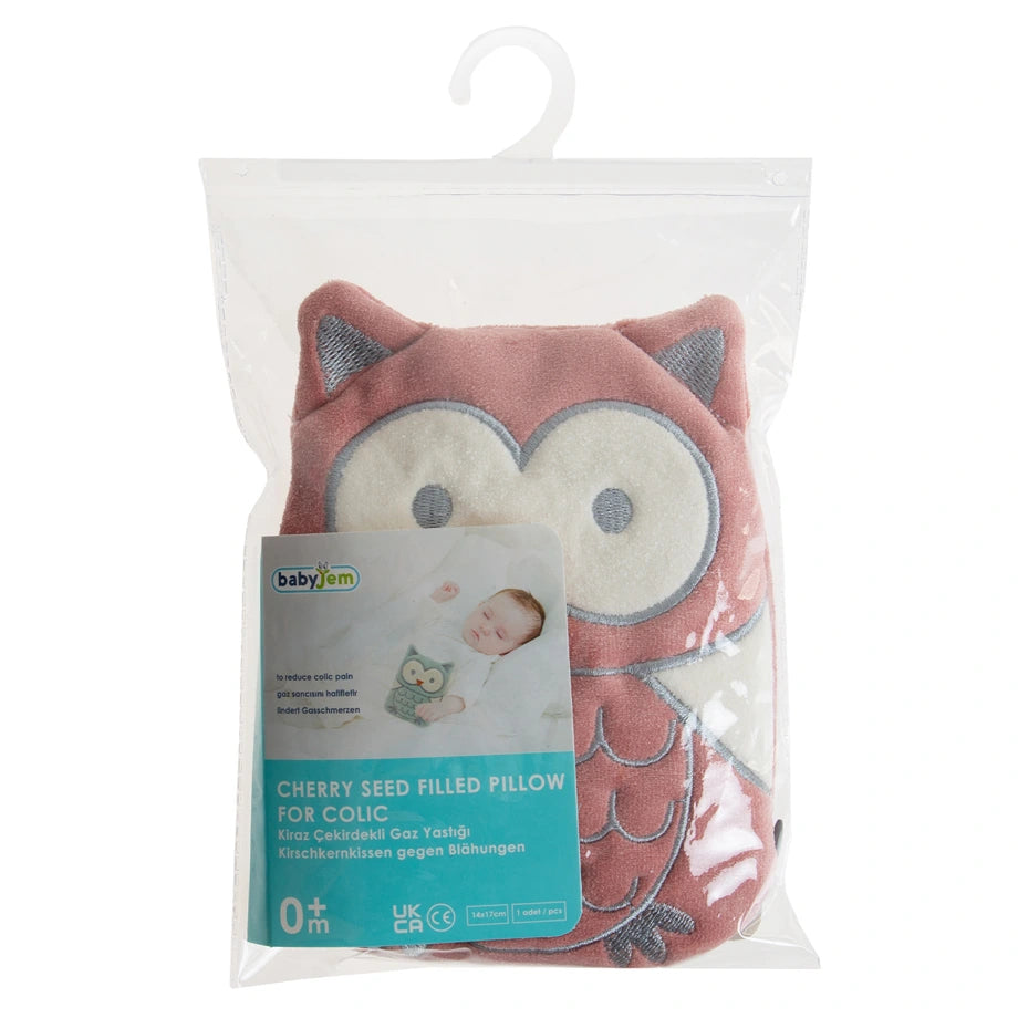 Babyjem Cherry Seeds Filled Velvet Colic Owl Shaped Pillow (Rose), 0 Months+