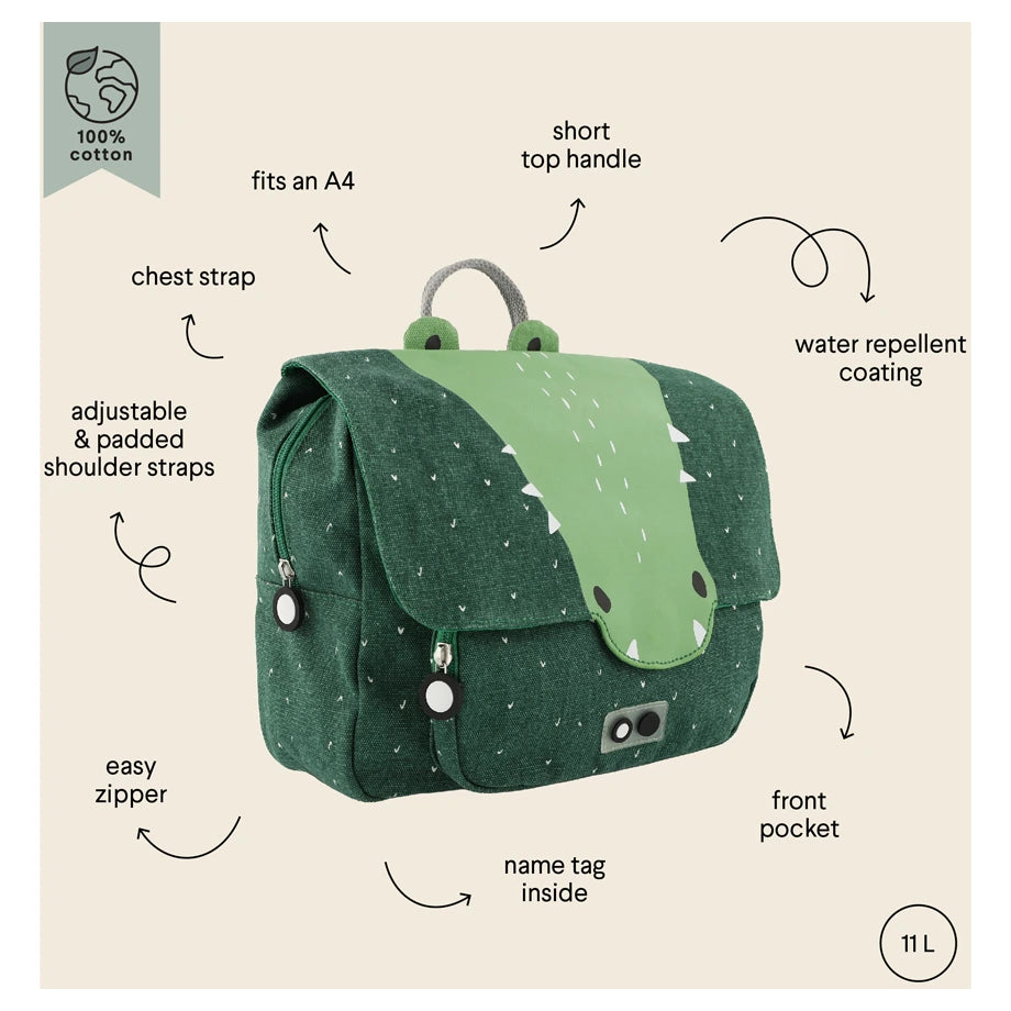 Trixie Kids Satchel Bag 9.8 Inch / 25 cm (Mr Crocodile)