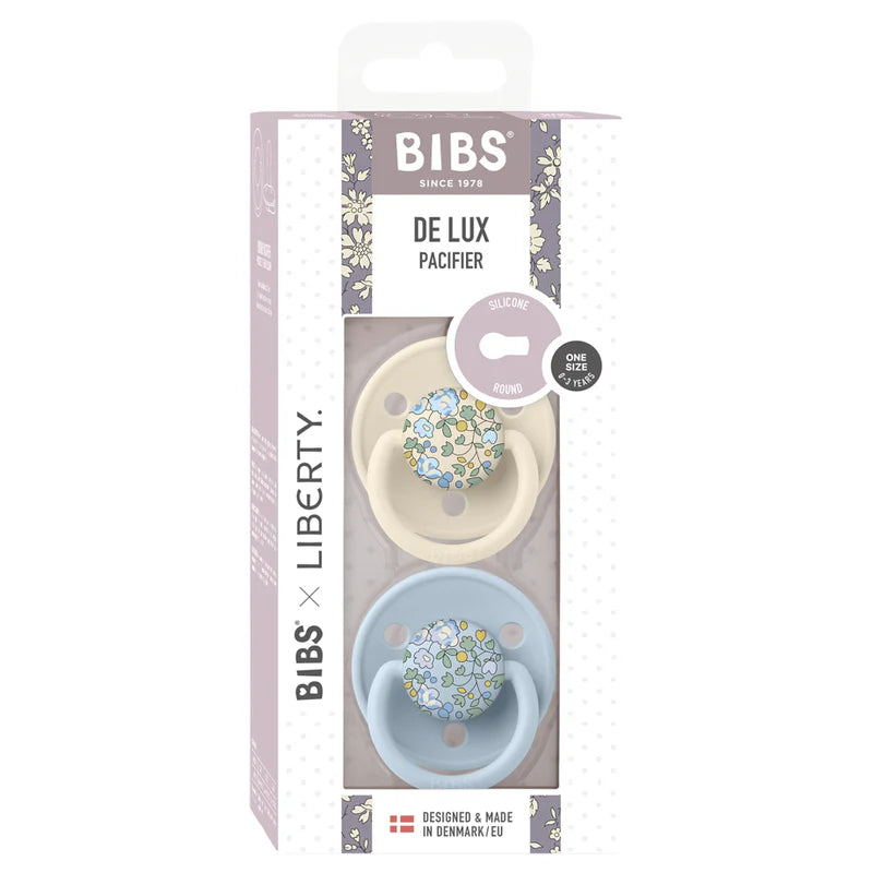 BIBS x Liberty De Lux Pacifier 2-Pack Eloise Silicone One Size (Baby Blue Mix)