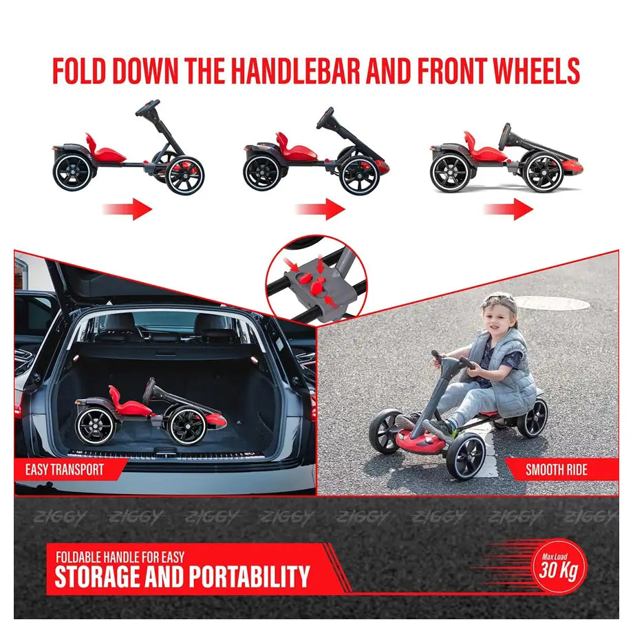 Tobbi Kids 6V 4.5Ah Foldable Electric Go-Kart (Red)