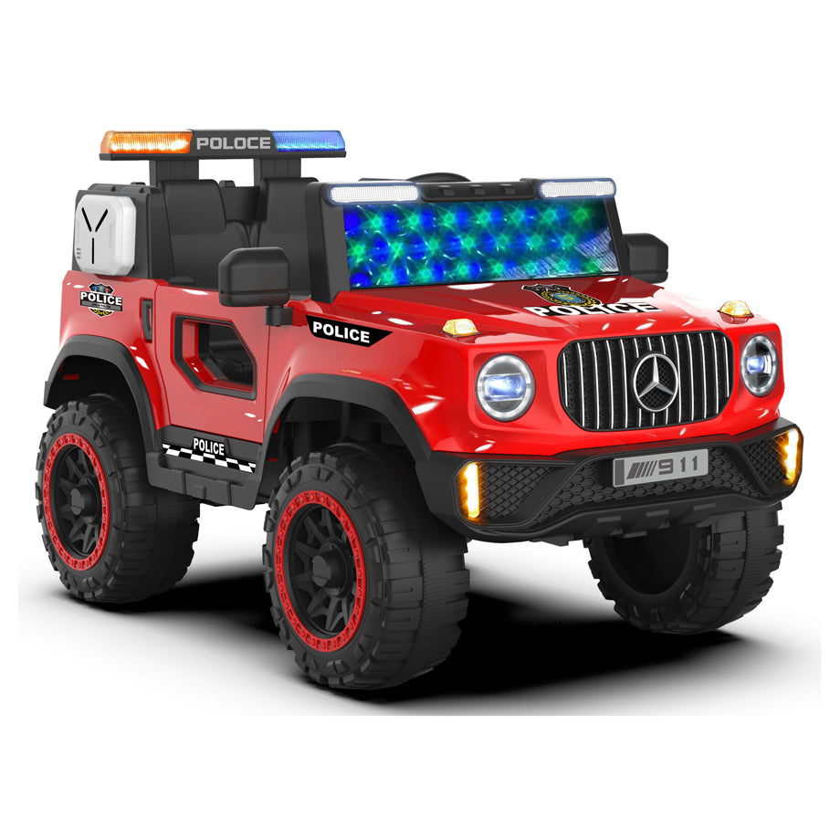 Orbic Kids G700 Police Edition 4X4 Battery Operated Jeep 12V With Leather Seat (Red)