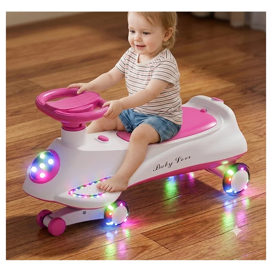 Orbic Infinity Swing Car With Lights And Music (Pink)