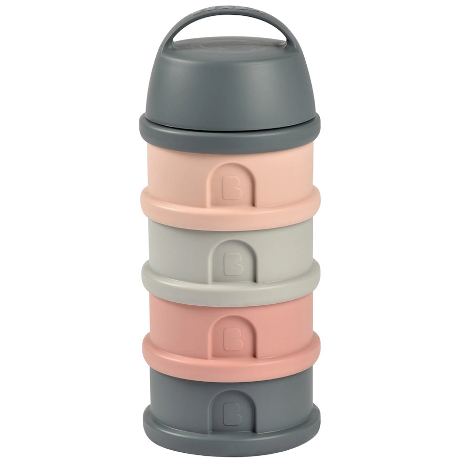 Beaba Formula Milk Container 4 Compartments Mineral (Grey/Pink)
