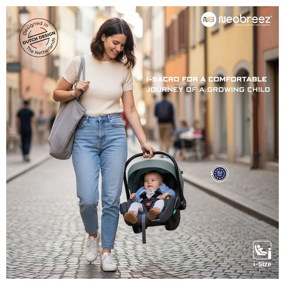 Neobreez Sacro I-Size Lightweight Baby Car Seat Carrier (Grey/Black)