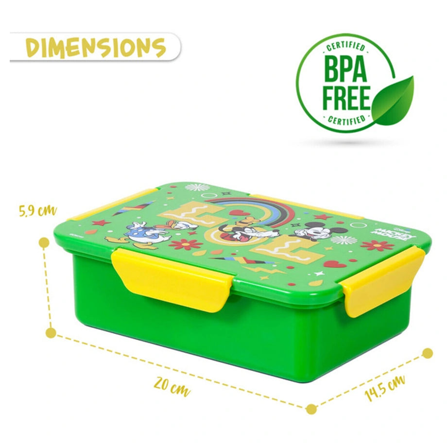 Disney LOL Mickey Mouse 1/2/3/4 Compartment Convertible Bento Lunch Box (Green)