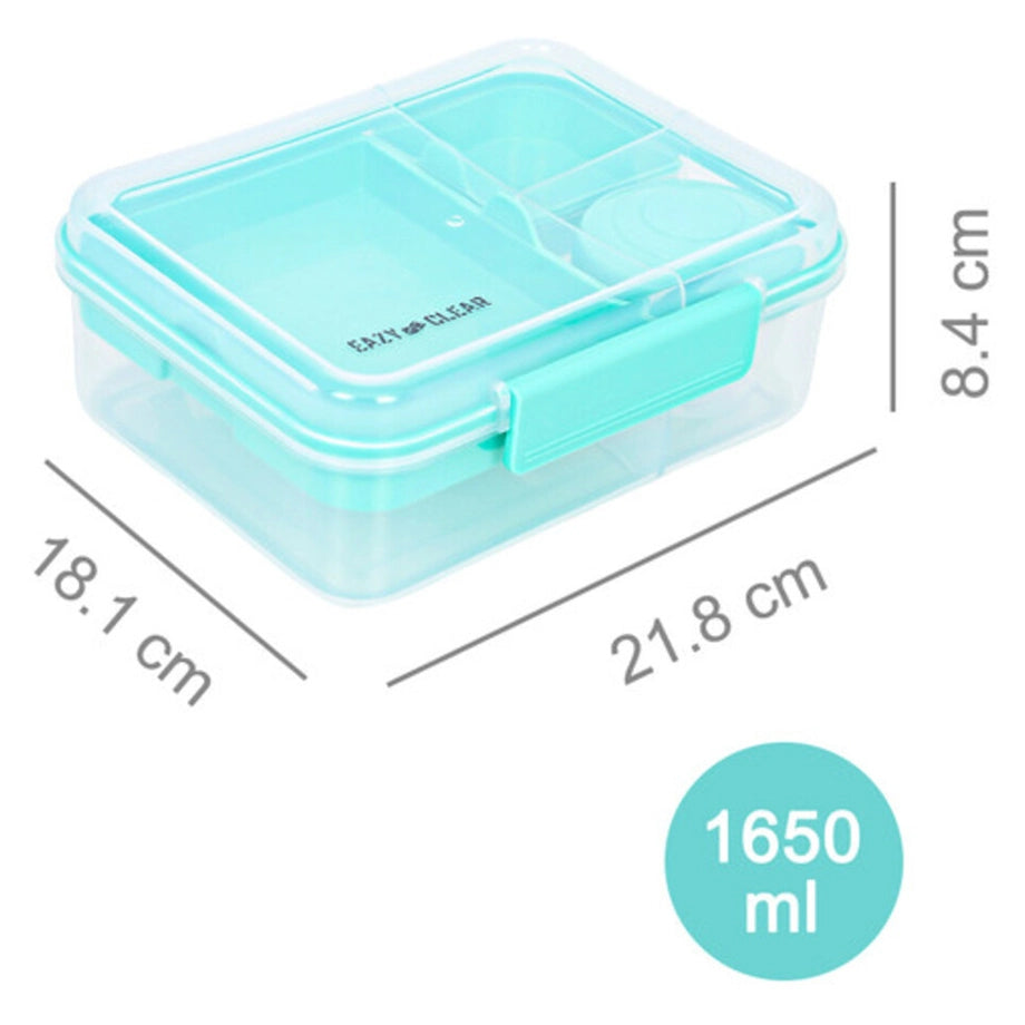 Eazy Kids 3/4/5 Compartment Convertible 1650ml Bento Lunch Box with 150ml Gravy Bowl (Green)