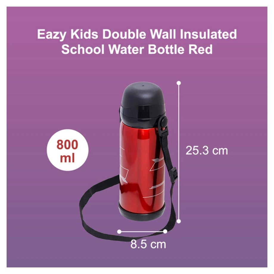 Eazy Kids Insulated School Water Bottle 800ml (Red)