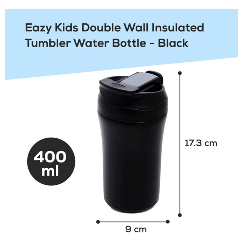 Eazy Kids Insulated Tumbler Water Bottle 400ml (Black)