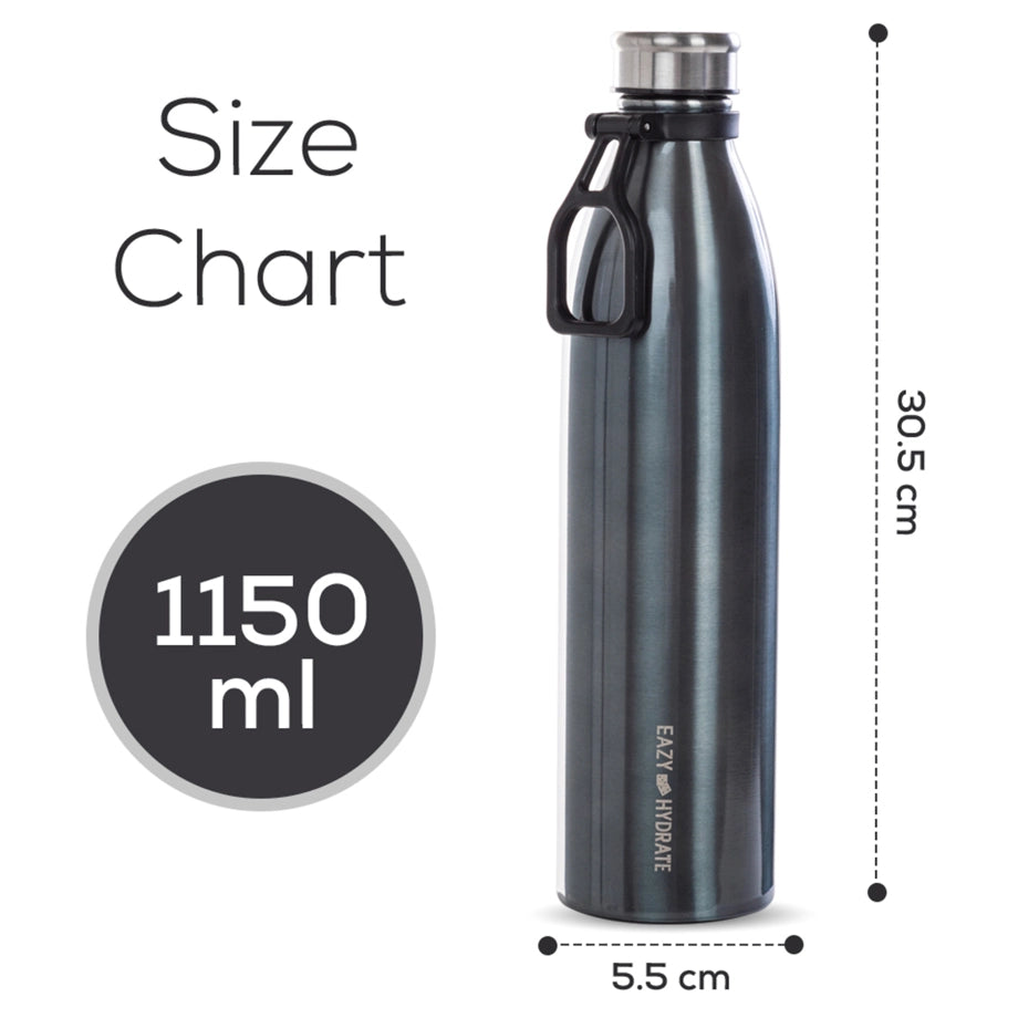 Eazy Kids Steel Water Bottle 1150ml (Black)