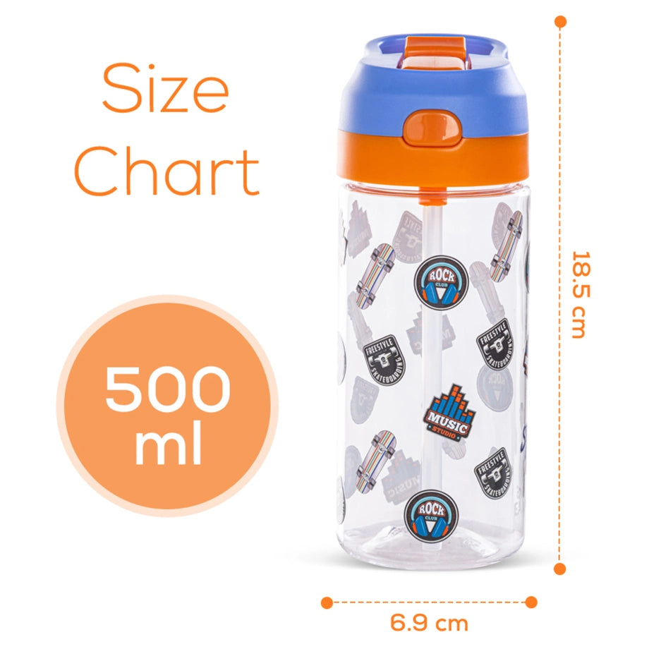 Eazy Kids Skater Tritan Water Bottle W/Spray 500ml (Blue)
