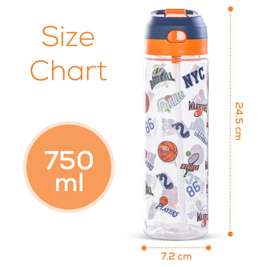 Eazy Kids Basket Ball Tritan Water Bottle W/Spray 750ml (Blue)