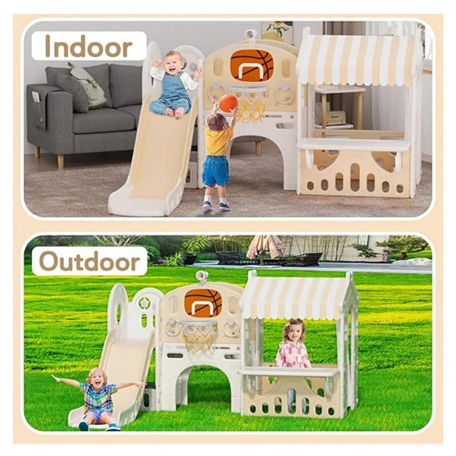 Little Angel Kids Playhouse With Slide (Coffee)