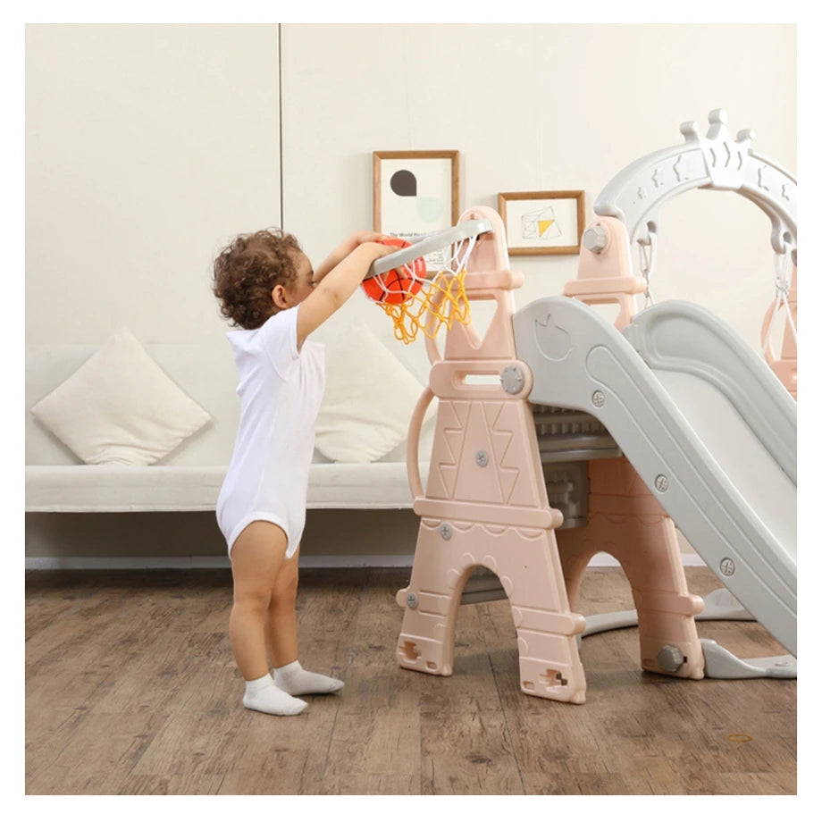 Little Angel Kids Slide And Swing 3-In-1 Activity Playset