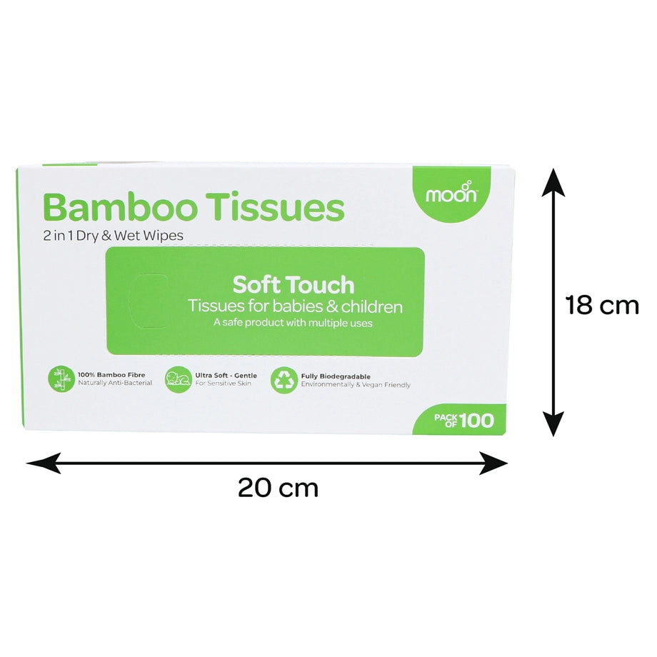 Moon Bamboo Tissues Biodegradable Vegan Baby Wipes (Pack of 100)