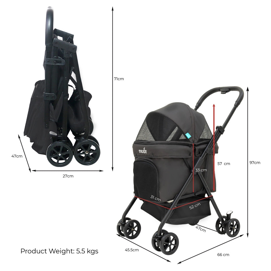 Moon PawPerch Pet Stroller (Grey)