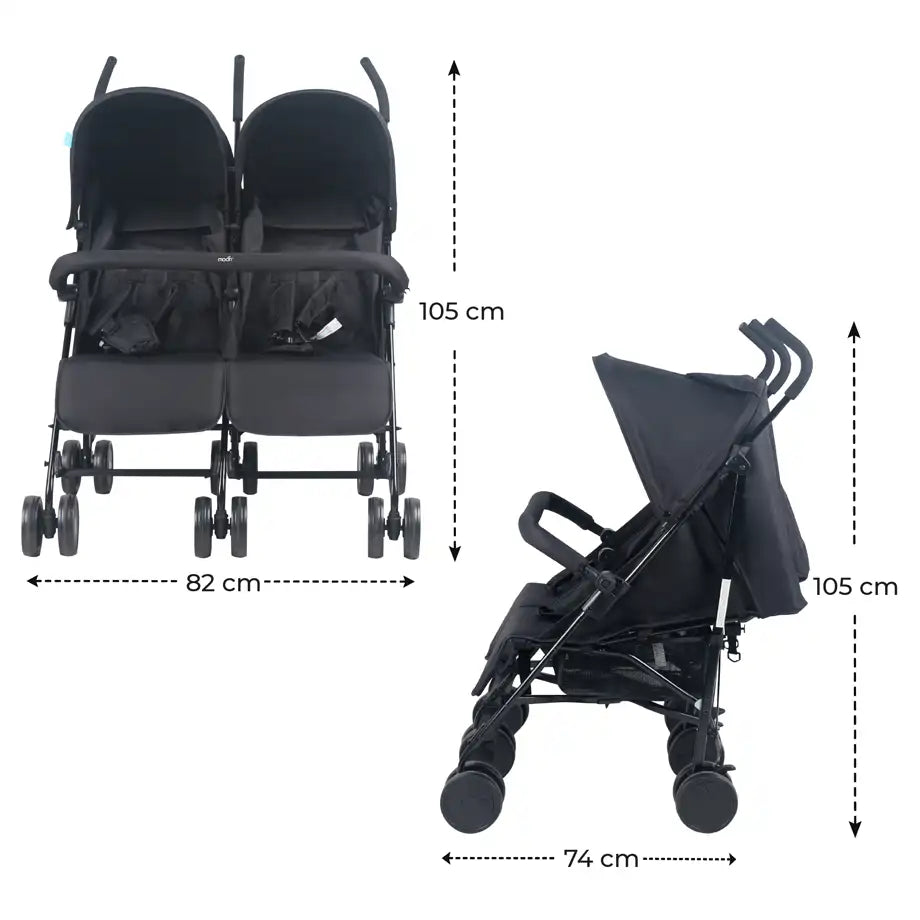 Moon Twinnzi Double Stroller For Twins & Siblings (Grey)