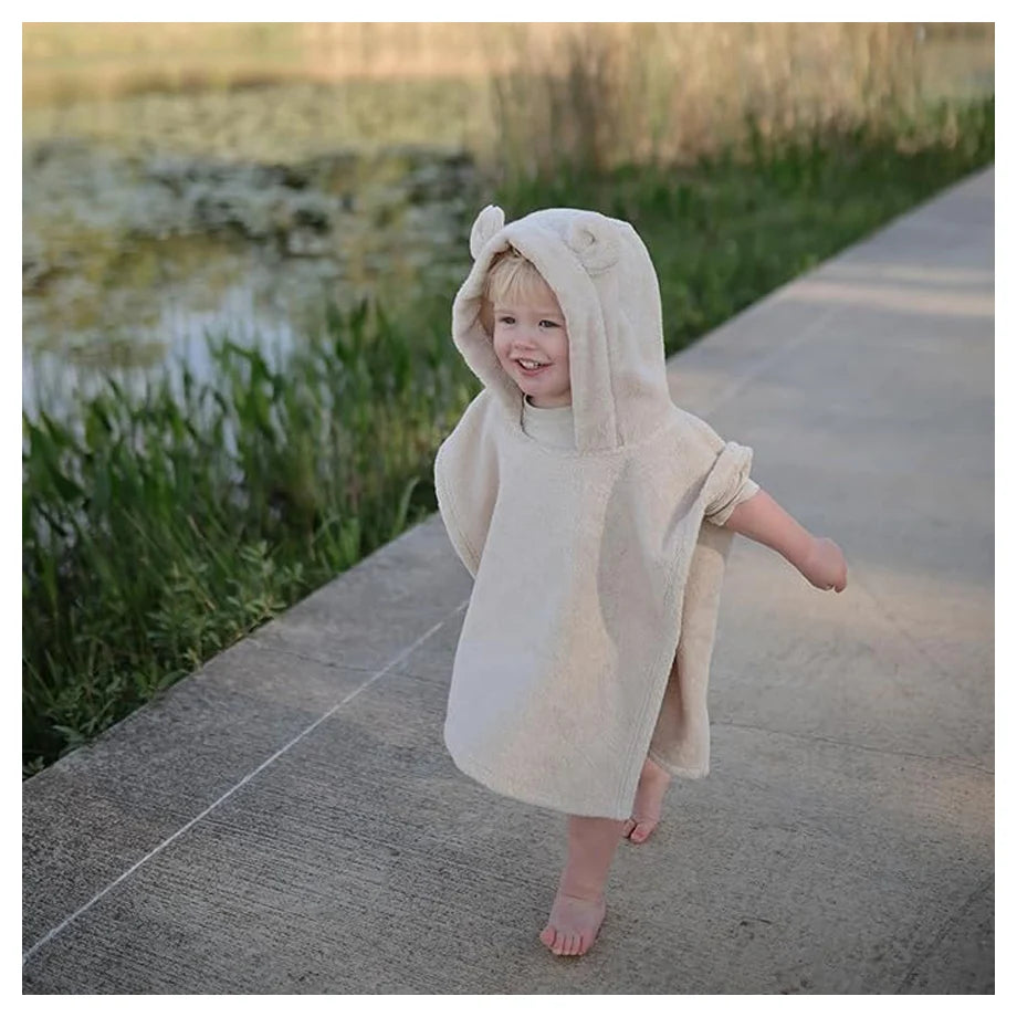 Mushie Poncho Towel Bear (Fog)