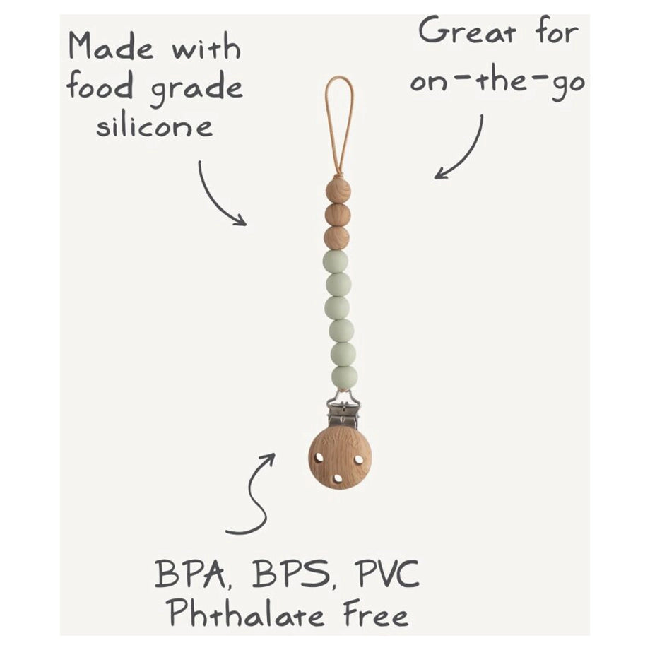 Mushie Pacifier Clips Eva (Sage)