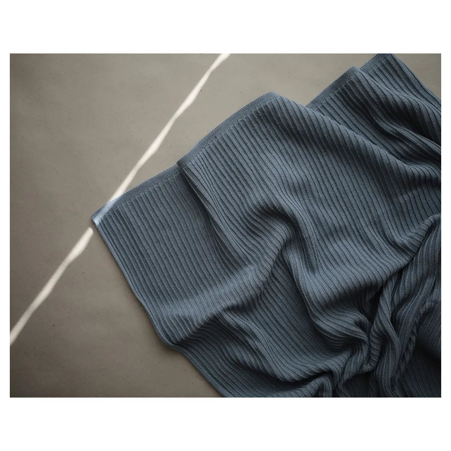 Mushie Knitted Baby Blanket (Ribbed Smoke)