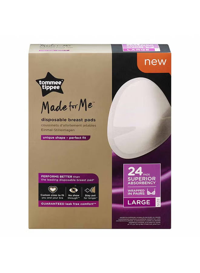 Tommee Tippee Made For Me Disposable Breast Pads, L (Pack of 24)