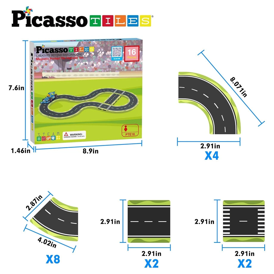 Picasso Magnetic Tiles Highway Set 16 Pieces