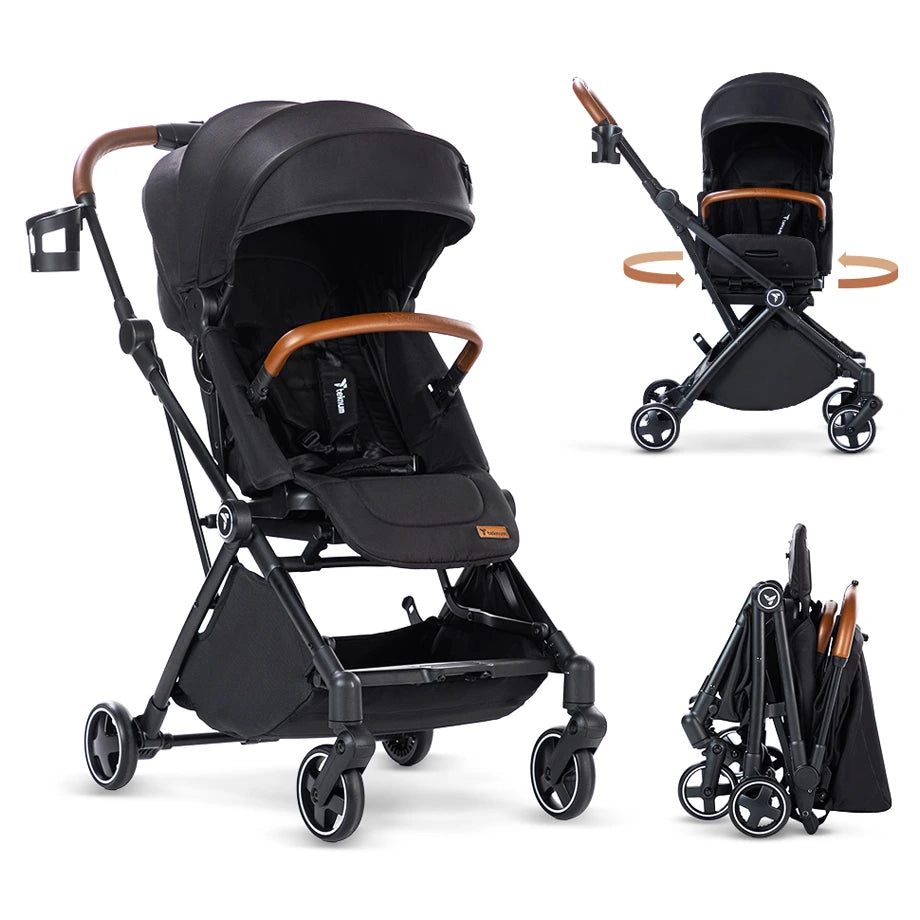 40x40 cm car-type baby stroller Teknum Compacto Auto Fold 360° Reversible Stroller (Black) – Halamama.com