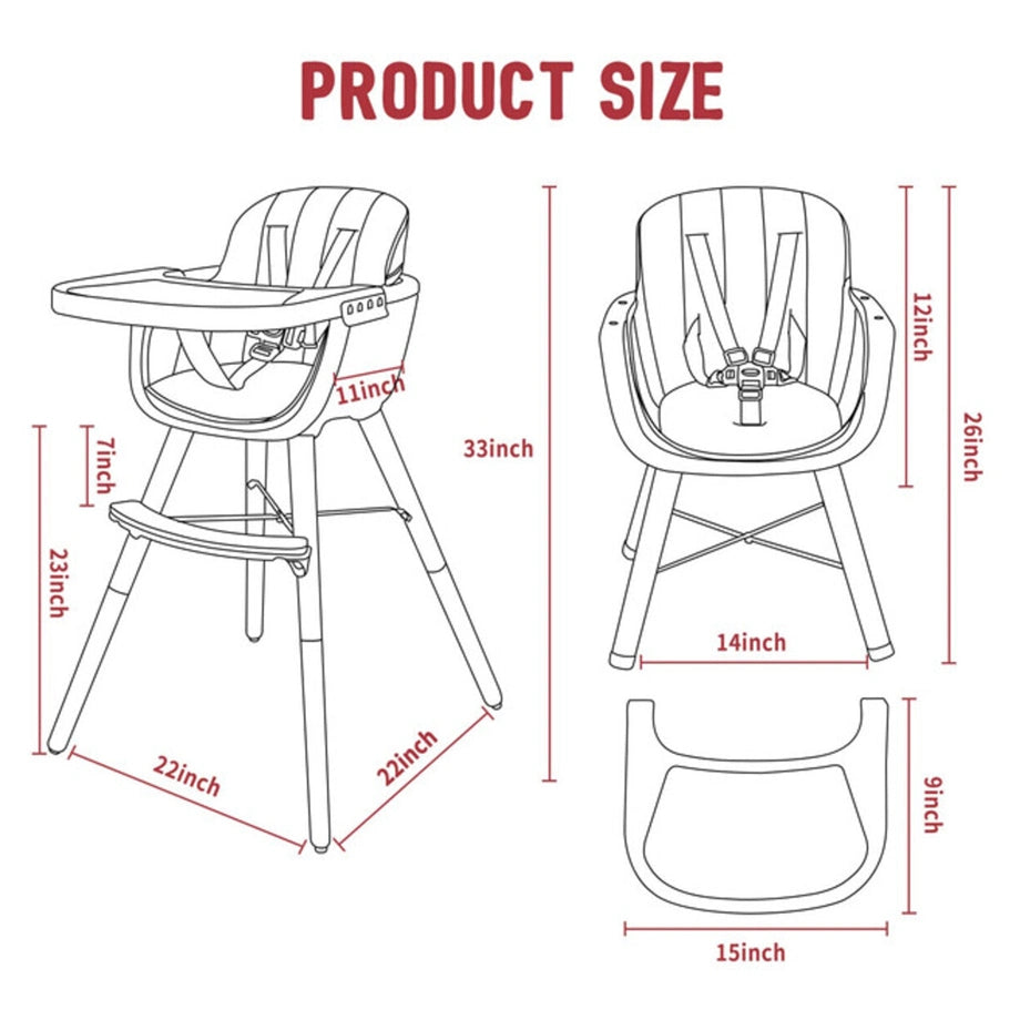 Teknum Premium Dual-Height Wooden High Chair (White)